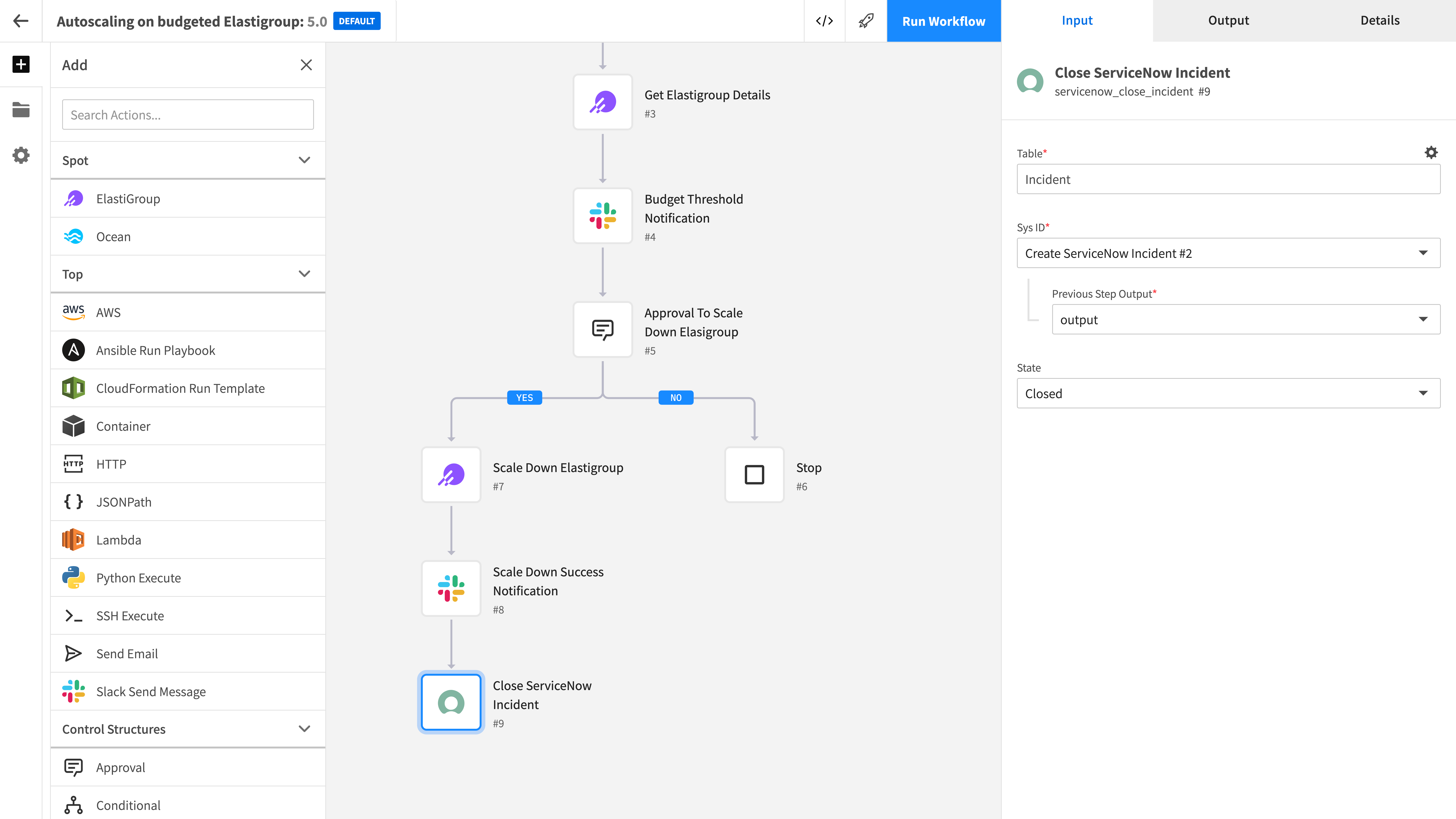 Close ServiceNow incident on Spot Connect