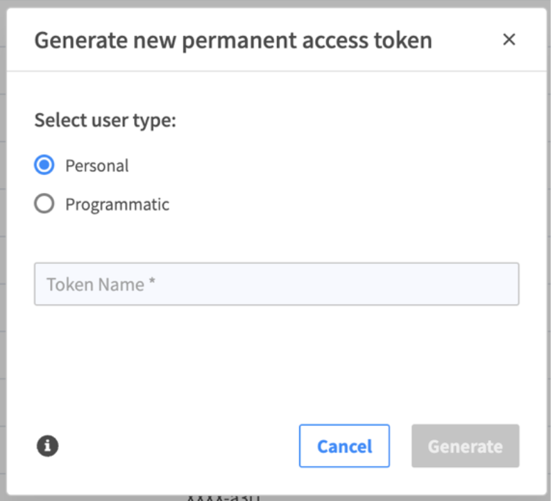 Generate token screen in Spot console