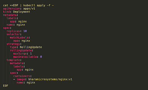 Kubernetes ramped rollout YAML file snippet