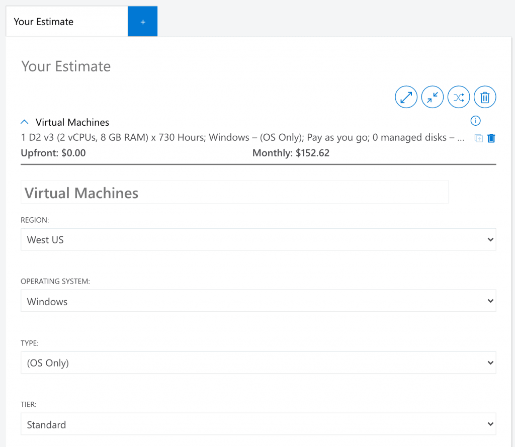 Azure VM price calculator