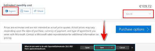 azure vm estimated monthly cost
