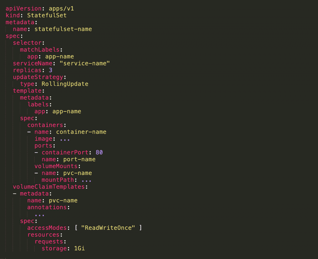 manifest file to create a StatefulSet in Google Cloud