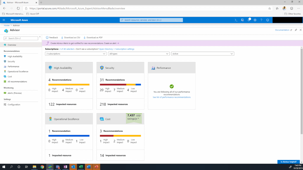 Azure advisor